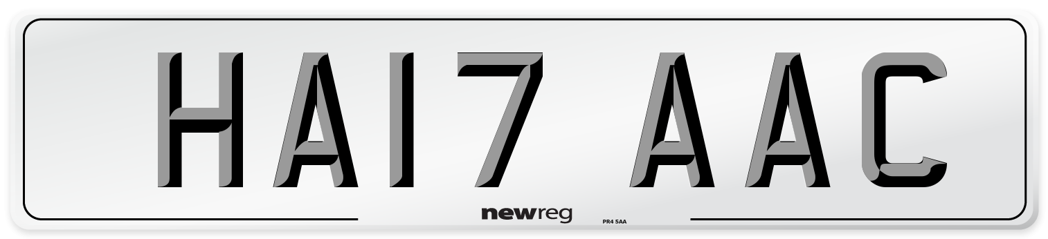 HA17 AAC Number Plate from New Reg